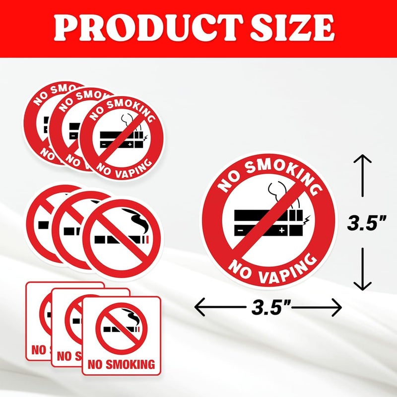 RABOWA No Smoking Vaping Sticker Pack 9Pcs Vinyl Sign for Restaurant Hotel Hospital School Indoor Outdoor Use Safety Warning Decal Self Adhesive Stickers Laptop Hat Hard - Image 2